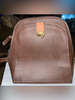 Brown Textured Leather Crossbody Bag - by BaggIt